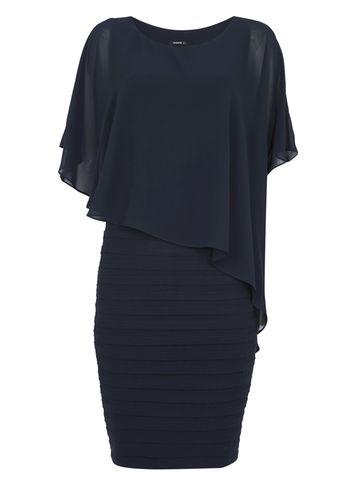 Dorothy Perkins *roman Originals Navy Chiffon Layer Dress
