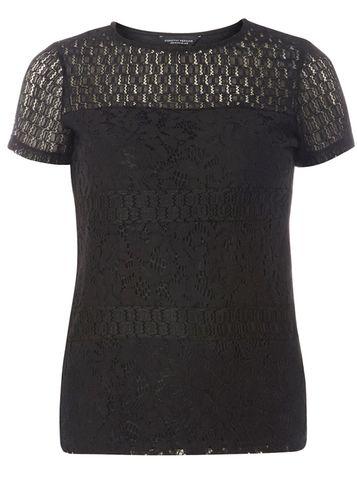 Dorothy Perkins Black Panel Lace T-shirt