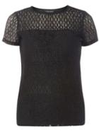 Dorothy Perkins Black Panel Lace T-shirt