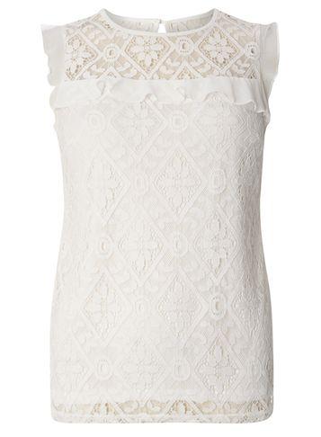 Dorothy Perkins Ivory Lace Ruffle Sleeveless Top