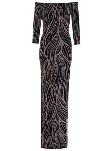 Dorothy Perkins *quiz Black Glitter Maxi Dress