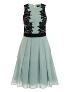 Dorothy Perkins *little Mistress Sage And Black Lace Prom Dress