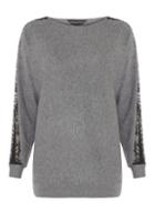 Dorothy Perkins Grey Lace Sleeve Jumper