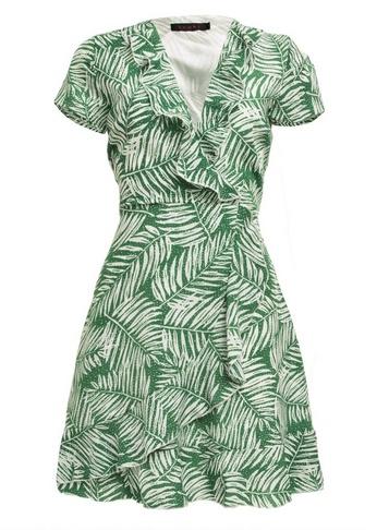 *tenki Green Leaf Ruffle Dress