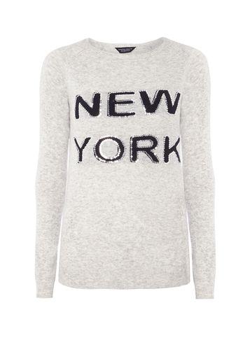 Dorothy Perkins Grey New York Motif Jumper