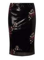 Dorothy Perkins Black Sequin Floral Embroidered Pencil Skirt