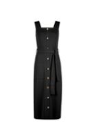 Dorothy Perkins Black Belted Button Midi Dress