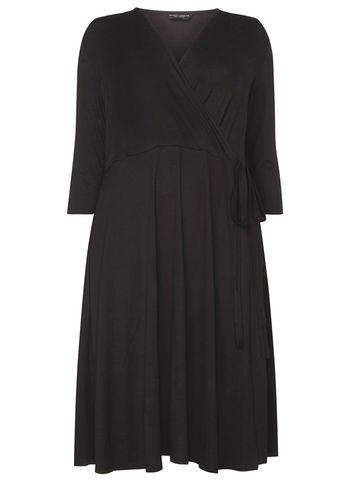 Dorothy Perkins Dp Curve Black Self-tie Wrap Dress
