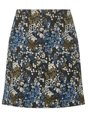 Dorothy Perkins Black And Blue Jacquard Mini Skirt