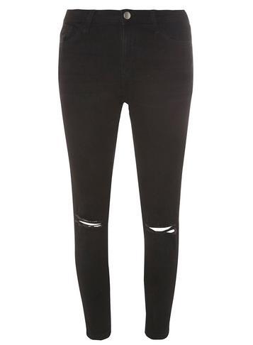 Dorothy Perkins Black Darcy Ripped Knee Skinny Ankle Grazer Jeans