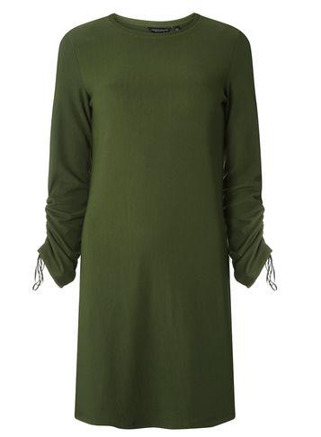 Dorothy Perkins Khaki Ruched Sleeve Shift Dress