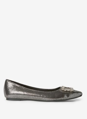 Dorothy Perkins Pewter Harriet Square Embellished Pumps