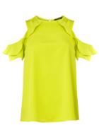 Dorothy Perkins Green Ruffle Cold Shoulder Top