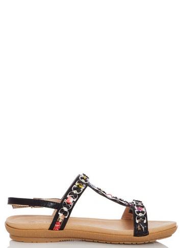 *quiz Black Jewel Sandals