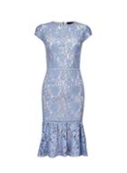 *luxe Blue Contrast Lace Shift Dress