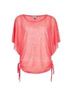 *billie & Blossom Coral Ruched Side T-shirt Front