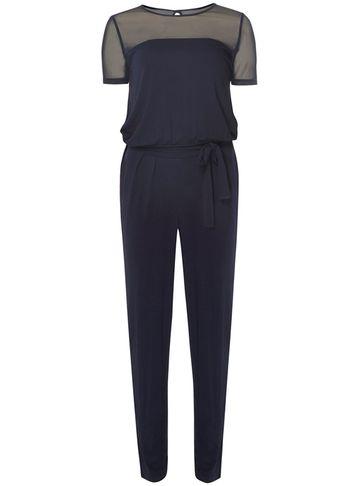 Dorothy Perkins Petite Navy Mesh Jumpsuit