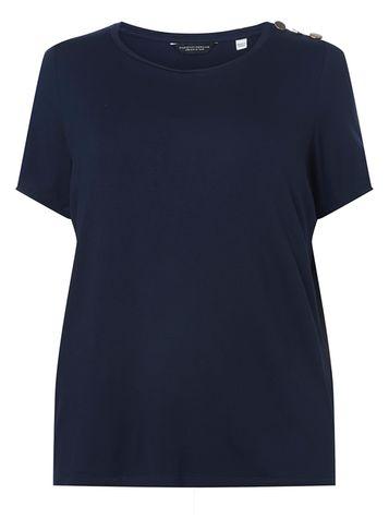 Dorothy Perkins *dp Curve Navy Button Shoulder T-shirt