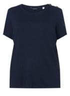 Dorothy Perkins *dp Curve Navy Button Shoulder T-shirt