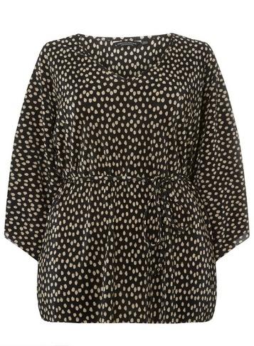 Dorothy Perkins *dp Curve Black Spot Plisse Batwing Top