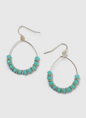 Dorothy Perkins Green Beaded Hoop Earrings