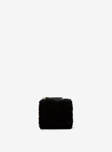 Dorothy Perkins Black Faux Fur Zip Top Purse