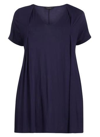 Dorothy Perkins *dp Curve Navy Pleat Front Tee