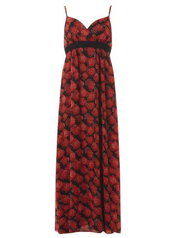 Dorothy Perkins *mela Black Rose Print Maxi Dress