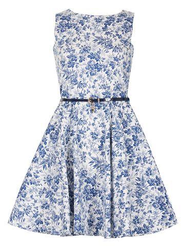 Dorothy Perkins *izabel London Blue Floral Skater Dress