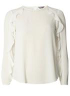 Dorothy Perkins Petite Ivory Ruffle Long Sleeve Blouse