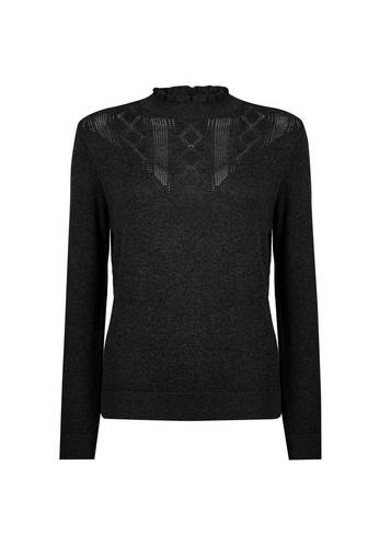 Dorothy Perkins Black Pointelle Ruffle Jumper