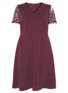 Dorothy Perkins Dp Curve Berry Red Lace Sleeve Fit And Flare Dress