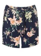 Dorothy Perkins Dp Curve Navy Tropical Print Belted Shorts