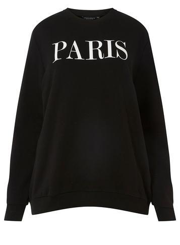 Dorothy Perkins *dp Curve Black Paris Motif Sweatshirt