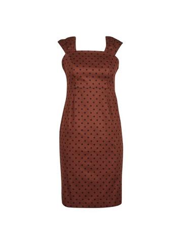 Dorothy Perkins Petite Brown Spot Print Gathered Strap Dress