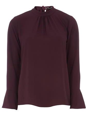 Dorothy Perkins Plum Bell Sleeve High Neck Top