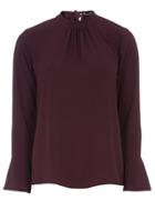 Dorothy Perkins Plum Bell Sleeve High Neck Top
