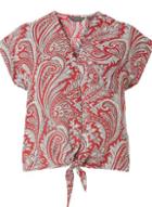 Dorothy Perkins Red Paisley Button Tie Top