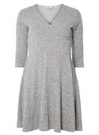 Dorothy Perkins Petite Grey Wrap Fit And Flare Dress