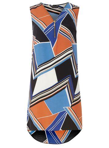 Dorothy Perkins Orange Printed Zip Front Dress