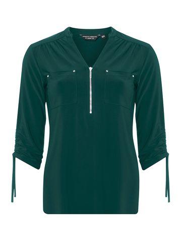Dorothy Perkins Green Zip Front Jersey Top