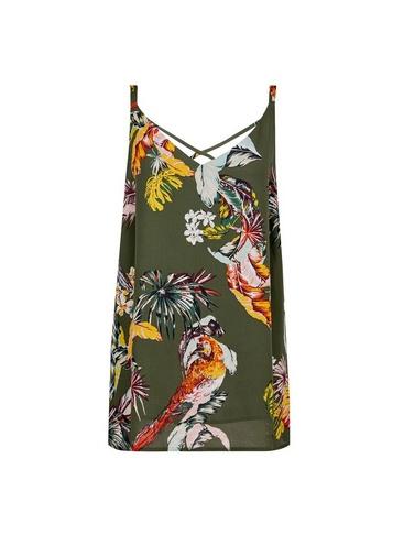 Dorothy Perkins *tall Khaki Parrot Print Camisole Top