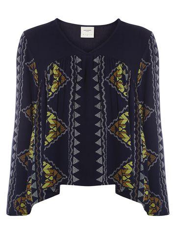 Dorothy Perkins *vero Moda Blue Scarf Print Blouse