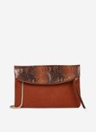 Dorothy Perkins Rust Snake Design Foldover Clutch Bag