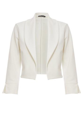 *quiz Cream Shawl Collar Cropped Jacket