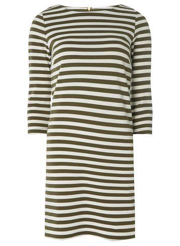 Dorothy Perkins *vila Khaki And White Striped Jersey Dress
