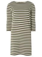 Dorothy Perkins *vila Khaki And White Striped Jersey Dress