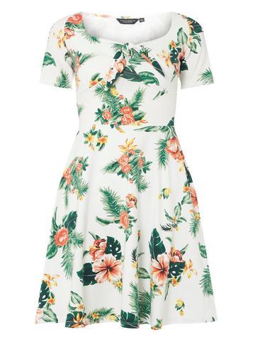 Dorothy Perkins Ivory Tropical Fit And Flare Dress