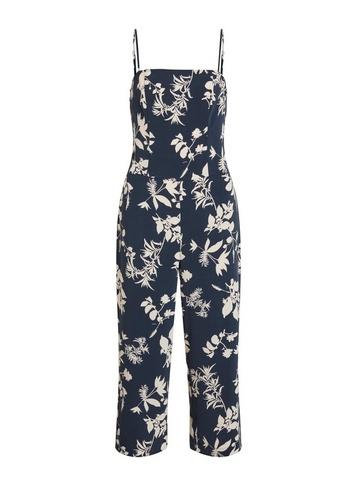 *vila Navy Floral Print Jumpsuit