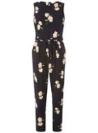 Dorothy Perkins Black Spot And Floral Print Jumpsuit